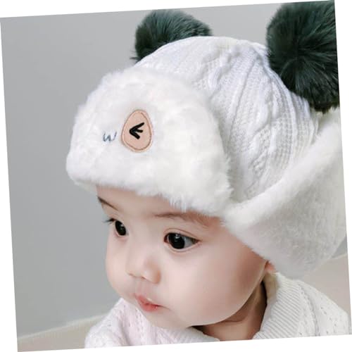 Thick Fleece Earflap Hat for Kids Windproof Winter Beanie Earmuffs Insulated Children’s Winter Hat White2