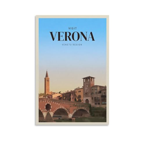 Fbaoda Verona Poster di Vitger, stampa artistica da parete su tela, decorazione artistica da parete per camera da letto, ufficio, decorazione artistica da parete, stile rustico, decorazione per la