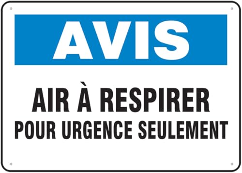 Bilingual French Sign Breathing Air Outdoor Signs Aluminum 12X8 Inch