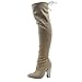 Price comparison product image Womens Over The Knee Chrome Heel Ladies LACE Stretch Thigh HIGH Long Leg Boots (UK 6 / EU 39 / US 8, Taupe Faux Suede)