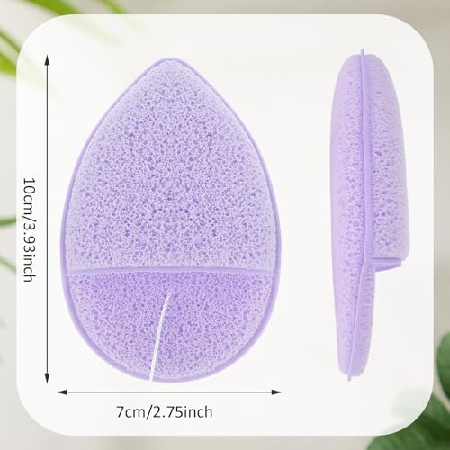 2 PCS Facial Sponge Glove Bath Sponge Gentle Exfoliating Pads Wash Reusable Puff for Daily Face Deep Pore Cleansing Blackheads Dead Skin Makeup Remover(Purple+Beige) - Image 3