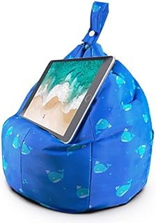 Planet Buddies Tablet & iPad Stand, Cushion Tablet Holder, Ideal for iPad, Samsung, Huawei or any Tablet Up to 12.9 inches, Two Pockets for Storage, Ergonomic Design - Blue Whale