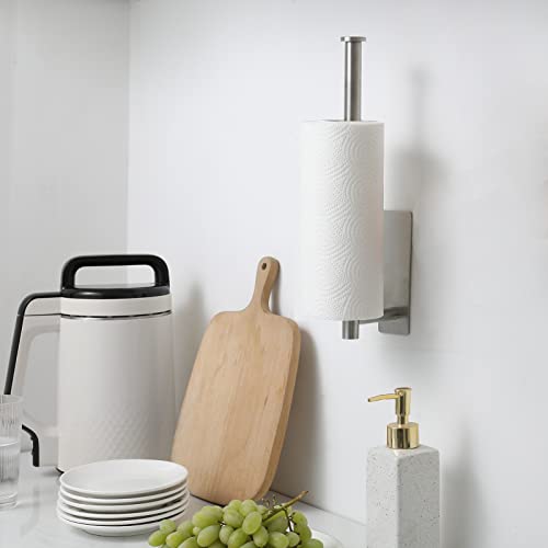 Image of theaoo Under Cabinet Paper Towel Holder for Kitchen, Adhesive Paper Towel Roll Rack for Bathroom Towel, SUS304 Stainless Steel Wall Mount, Both Available for Adhesive and Screws