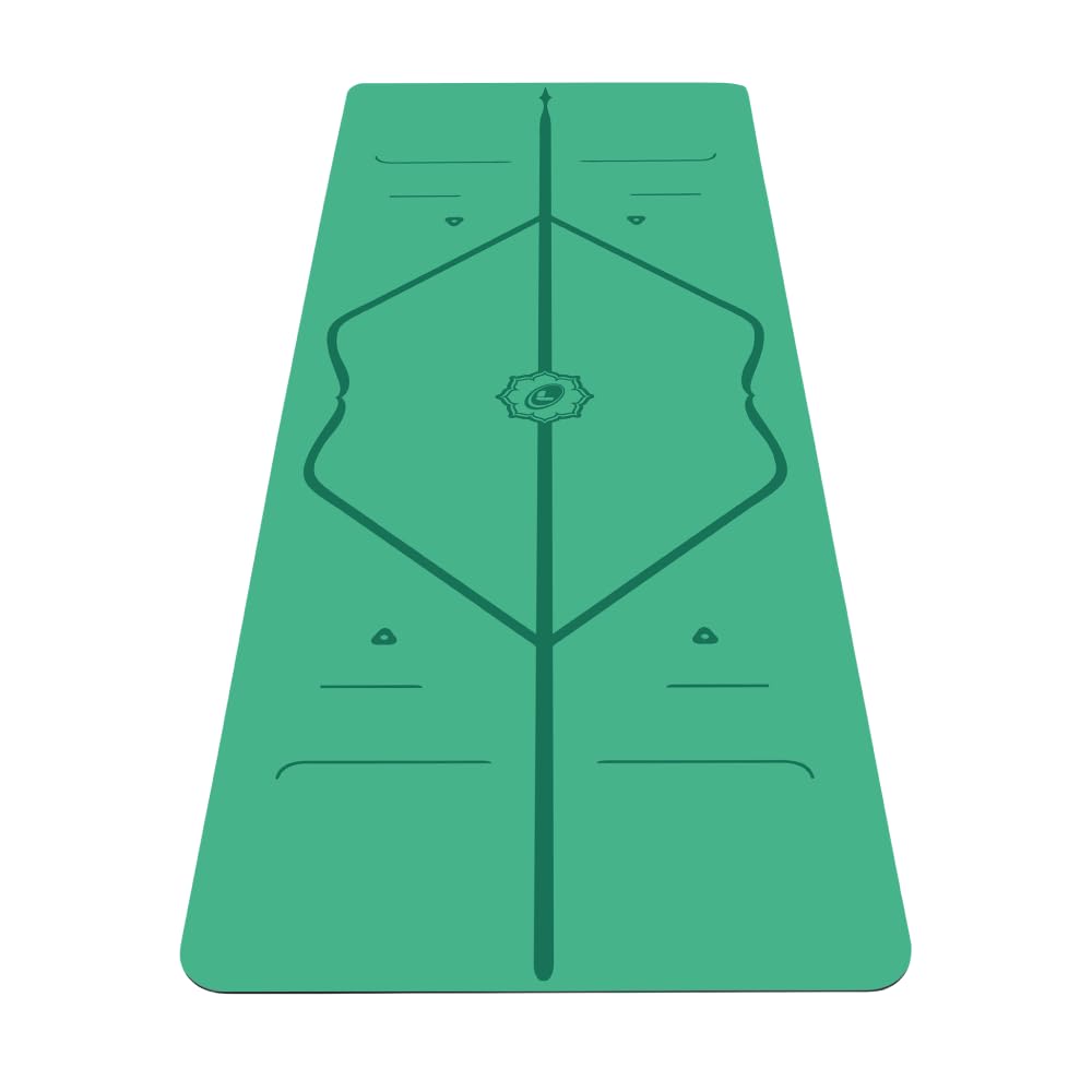Liforme Original Yoga Mat - Free Yoga Bag Included - Patented Alignment System, Warrior-like Grip, Non-slip, Eco-friendly, sweat-resistant, 4.2mm thick mat for comfort - Green