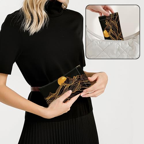 Image of 2 PCS Glasses Case Eyeglass Sunglasses Pouch Squeeze Portable Bag Soft Leather with Cleaning Cloth Women Men Girls-Purple Sunset