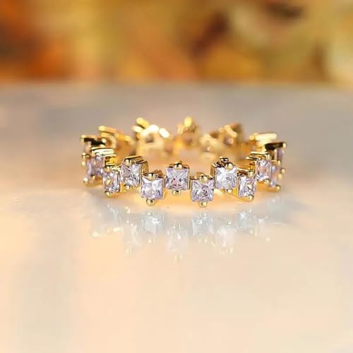 Gold Plated White Square Cubic Zirconia Engagement Rings Wedding Bridal Band Promise Rings Evening Parties Anniversary Valentine's Day Gifts Eternity Bands for Women4
