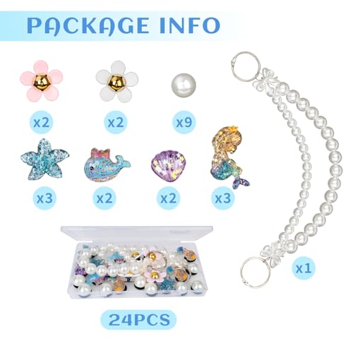 GUZUHUKU 24Pcs Rubber Beach Bag Accessories Charms, Beach Totes Accessories Inserts, Lovely Pearl Charms for Beach Bag Tote Beach Tote Bag4