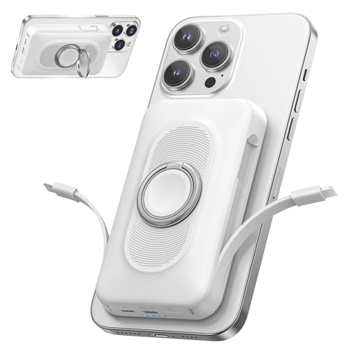 Powerbank für Magsafe 20000mAh 22.5W Magnetische Power Bank 4-in-1 Schnellladen mit Type-C/IOS Kabeln, Wireless Tragbare...