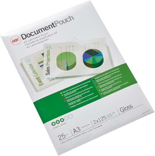 Gbc A3 2X125 Micron Gloss Laminating Pouches, Pack Of 25, 3747237