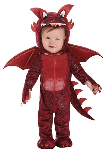Disfraz Infantil de Dragón Rojo con Capucha y Alas miniatura 1