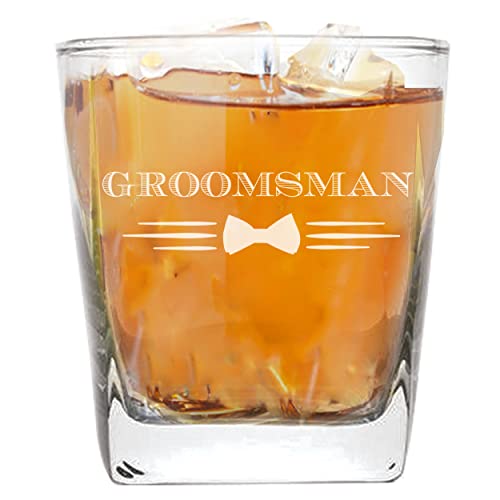My Personal Memories Bow Tie 9 oz Whiskey Rocks Gift Glass for Groomsmen, Best Man and more (Groomsman)