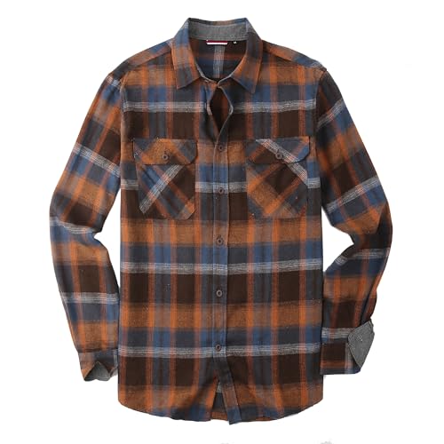 Alex Vando Mens Button Down Shirts Regular Fit Long Sleeve Casual Plaid Flannel Shirt