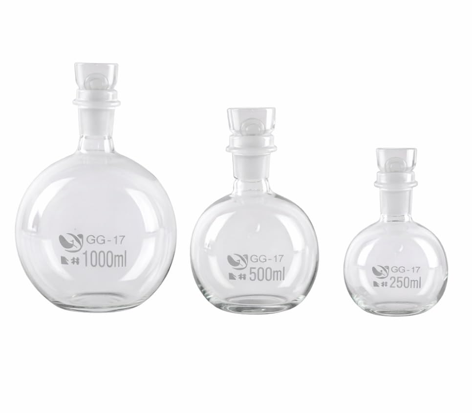Matraccio a Fondo Piatto in Vetro Borosilicato, Collo Singolo con Giunto 24/29, Matraccio per Distillazione/Ebollizione 150–2000 ml per Riscaldamento e Reflusso(1000mL)