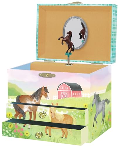 Giggle & Honey® Boîte à Bijoux Musicale Cheval pour Filles - Boîte à Musique Cheval pour Enfants avec Miroir, Cadeaux d'Anniversaire Cheval pour Petites Filles -...