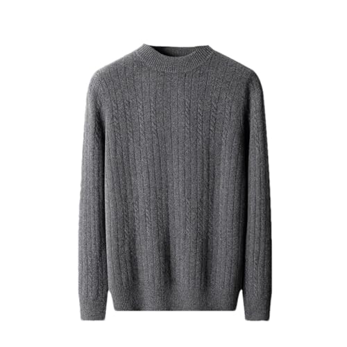 Men's Winter Crewneck Wool Sweater Soild Color Long Sleeve Business Casual Loose Knitted Pullover Sweater