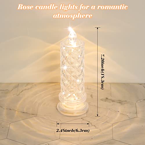 Supbri Rose Shadow Led Flameless Candles, 4Pcs Romantic Battery Operated Candles Led Pillar Candles For Valentine's Day Romantic Propose Anniversary Wedding Decorations(White, D 2.5" X H 7.2") #TOP1