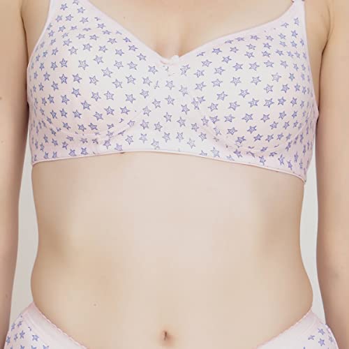 Image of Star Print Bra for Women - Made of Pure Cotton Full Coverage Non Wired Seamless Pushup Soft Cup for T-Shirt Saree Dress Sports Garment for Daily Use Everyday