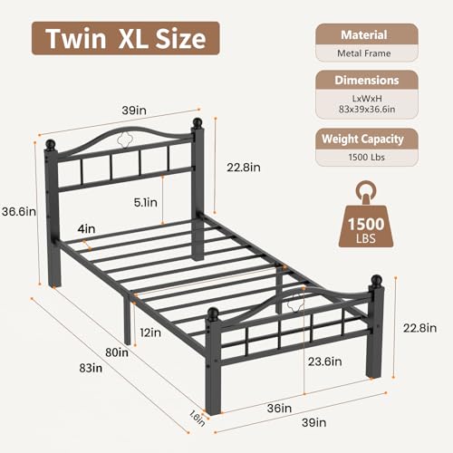 Image of XL Twin Bed Frame with Headboard