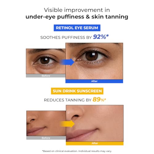 Image of Conscious Chemist Sunscreen SPF 50 & Under Eye Cream Combo | Protects from UV Damage, Reduces Dark Circles & Fine Lines | With Ceramides & Peptides for Brighter, Youthful Skin | For Men & Women, All Skin Types (Pack of 2)