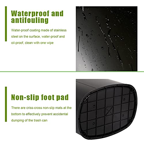 image for BestOffice Stainless Steel Kitchen Trash Can Bathroom Bedroom Office W