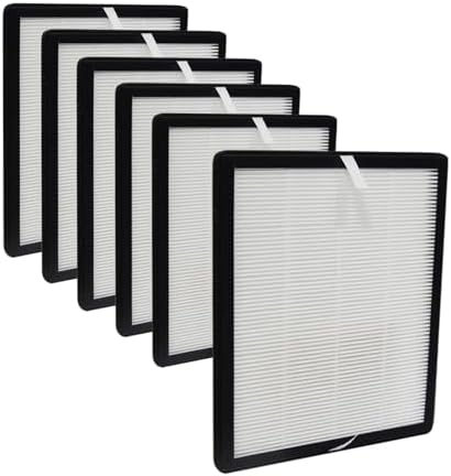 PUREBURG Replacement Filter Compatible with MeacoDry Arete One & Two 18L, 20L & 25L Dehumidifier Air Purifier 2-in-1, 26 x 22 cm, Pack of 6