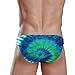 Green Blue White Spiral Tie Dye Abstract Hippie Pattern Men's Swim Briefs, Sexy Bikini Briefs Triangle Swimming Briefs Swimwear Swimsuit Swim Trunks Surf Shorts Trunks for Men Beach M