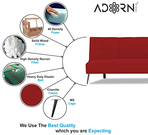 Image of Adorn India Xander 3 Seater Sofa Cum Bed (Red) (3 Year Warranty)