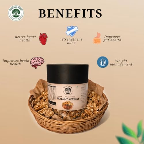 Image of PRITHVI PURE Walnuts Kernels 250 Gram | Natural Crunchy & Nutritious | Akhrot Without Shell | Rich in Omega-3, Protein & Antioxidants | Gluten-Free | Ideal for Snacking, Baking & Cooking
