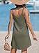 CUPSHE Women Waffle Knit Beach Cover Ups O-Ring Button Front Sleeveless Bathing Suit Coverup Dress Army Green, M