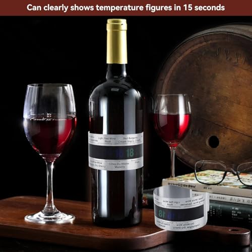 Foto von 2 Stück Weinarmband-Temperatursensor, LCD-Thermometer für Bier, Rotweine, Milchflasche, Edelstahl-Weinthermometer Weintemperaturanzeige Temperatursensor für Weingüter, Bierbrauen zu Hause