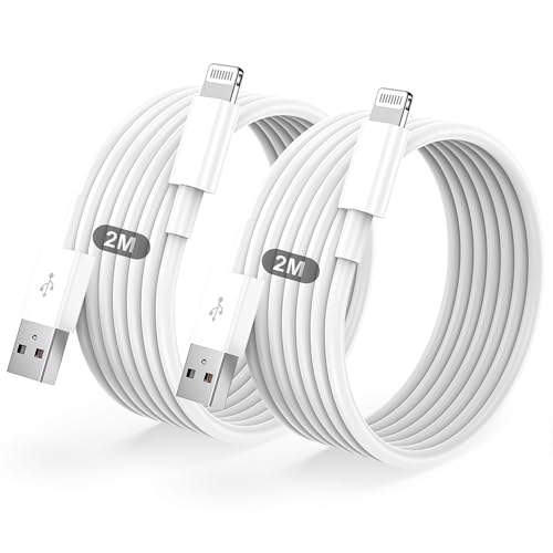【Cavo USB-Lightning perfetto】: la nostra confezione include due cavi Lightning, rispettivamente lunghi 2 metri e 2 metri. 2 lunghezze del cavo di ricarica offrono maggiore flessibilità. Grazie al cavo di ricarica extra lungo da 2 metri, puoi caricare il tuo dispositivo liberamente a letto, in ufficio o persino sul sedile posteriore della tua auto. Ti aiuta anche ad evitare molte posizioni scomode delle braccia mentre carichi il telefono.