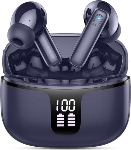 Ecouteurs Bluetooth sans Fil,Écouteurs sans Fil Intra-Auriculaires HiFi Stéréo avec Réduction de Bruit ENC,40H d'Autonomie,IP7 Étanche,Écran LED,Appairage en un Pas, Pour Sport/Téléphone/Travail