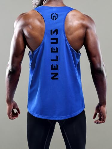 Image of NELEUS Men's 3 Pack Dry Fit Y-Back Muscle Tank Workout Gym Shirt
