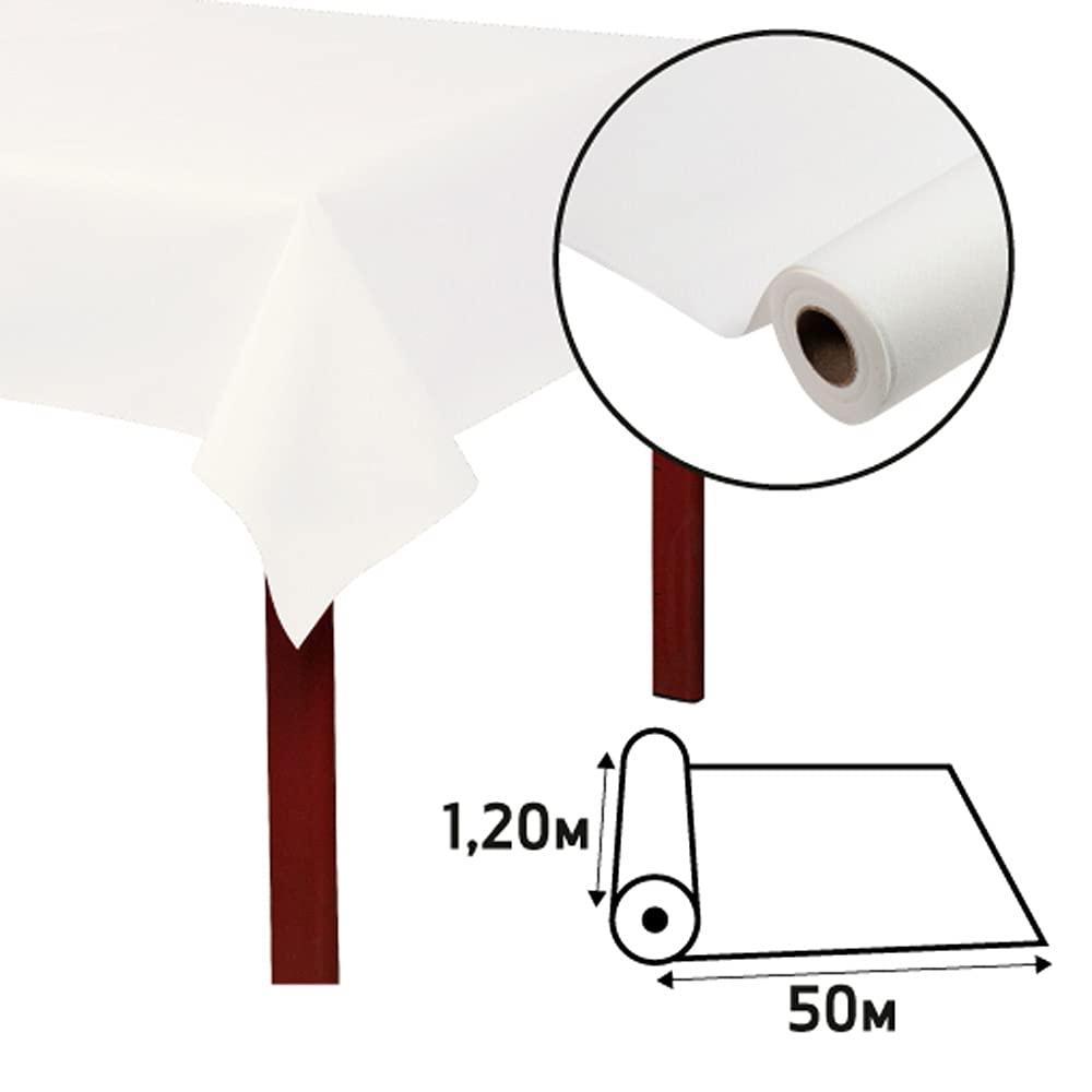 Pro Nappe - Ref R585001I - Mantel desechable en Rollos 50 M Largo X 1,20 M Ancho - Color Blanco - No Tejido Airlaid, Material Efecto Textil con una caída, Pegado a la Tela