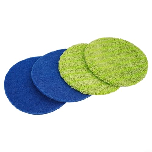Almohadillas de fregona eléctricas inalámbricas recargables para limpiar pisos, paquete de 4, 16 cm de diámetro, microfibra, para azulejos de madera dura, piedra de mármol
