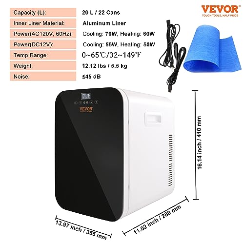 VEVOR Mini Bedroom 20L Skincare Fridge with Touch Screen, Outage Memory  Small Beverage Refrigerator for Makeup Drink Food AC/DC Cooler Heater for