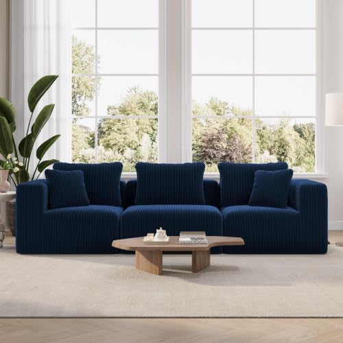 Image of Novilla 106 inch Modular Sectional Sofa, Deep Seat Modern Cloud Sectional Couch with Smarts Coil Support, Boneless Sectional Couch for Living Room Apartment, No Assembly Required, Blue