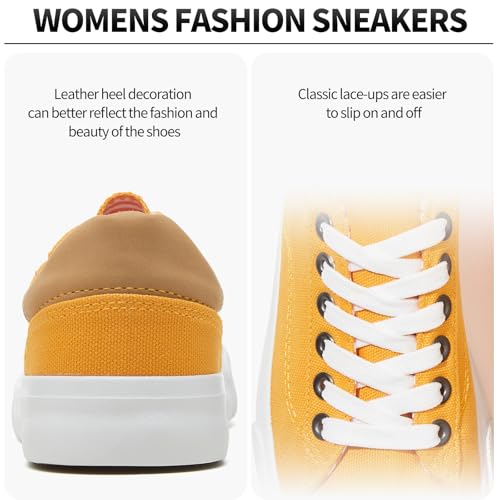 Iarus Women's Fashion Sneakers Low Top White Canvas Shoes for Womens Comfortable Breathable Lace-Up3