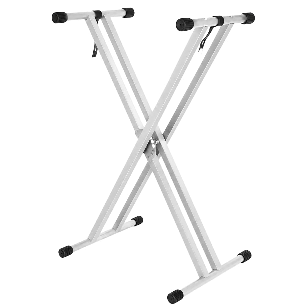 Kadence Heavy Duty, Double-X, verstellbarer Klavier-Keyboard-Ständer mit Verriegelungsriemen, NK13-3 kg, doppelstrebig, Weiß