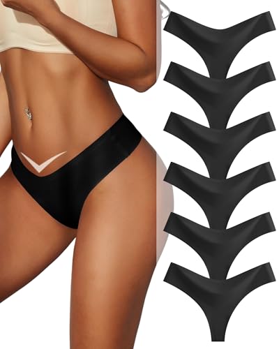 ALL OF ME 6er Pack Seamless String Tanga Damen Unterhosen Sexy Unterwäsche Dessous Frauen Nahtlos Slips Mehrpack Invisible Panties No Show Underwear Women B-6 M