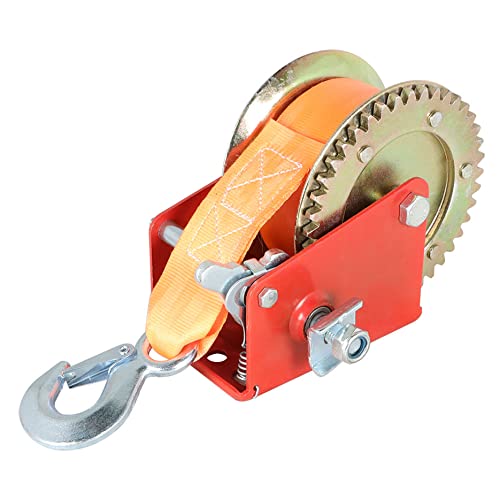 Liguvcy 600 Lbs Heavy Duty Manual Crank Winch Suitable For Ship Towing Or Atv With 19 Feet Red Nylon Belt #TOP3