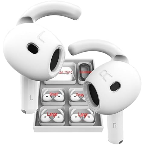 DamonLight 4 Pairs Ear Hooks for AirPods 4th Generation [Added Storage Pouch] Anti Slip Sport Ear Tips Accessories Compatible with AirPods 4 [2024 Released] S & L Cover