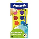 12 colores Pelikan Caja de Pintura de Acuarela con 12 Colores, Multicolor