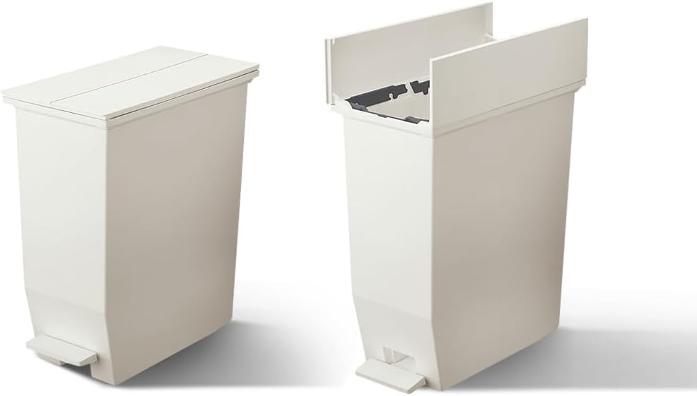 Amazon｜わずか高さ58cmの空間に置ける両開き蓋のごみ箱・35L ホワイト