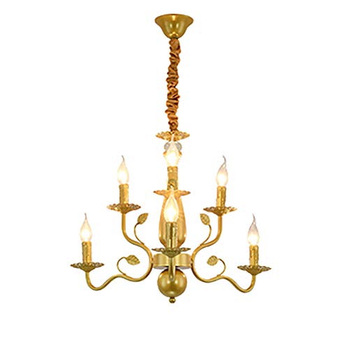 Suspension luminaire cage en métal bronze à 6 bougies pour îlot de cuisine de style vintage