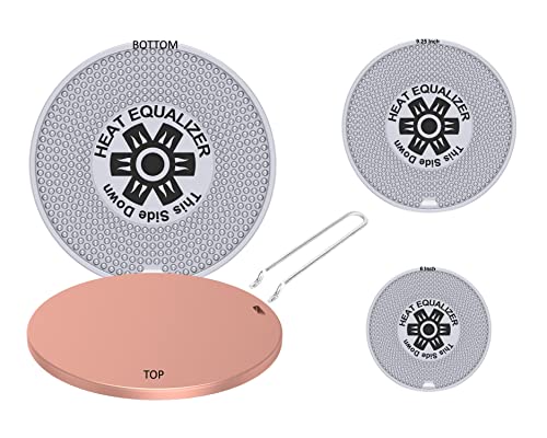 Heat Equalizer-Set of 3 Heat Diffuser for Gas Stoves 6”-8”-9.25 inch None Stick Copper finish – Aluminum & Copper Alloy Hot Plate for Even Cooking-Burner Cover & Simmer Plate