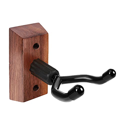 HQMaster Guitar Wall Mount Hanger Real Hardwood Walnut Wooden Guitar Hook Holder Stand for Bass Electric Acoustic Guitar Ukulele Folk Ukulele Violin Mandolin Banjo