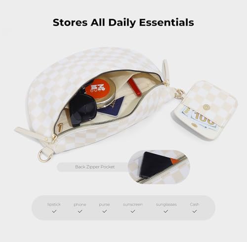 Image of 2 Pcs Checkered Crossbody Bags for Women Bum Bag Checkered Cross Body Sling Backpack Hobo Satchels Shoulder Wallet Purses