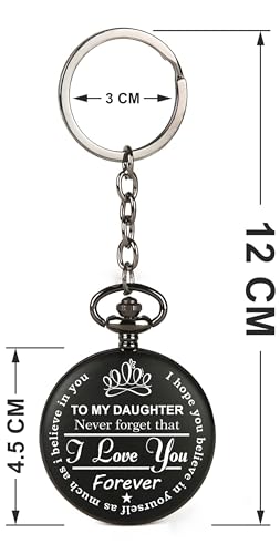 Image of Vintage Gandhi Style Pocket Watch with Engraved Designs & Messages Royal Black Analog for Men Women & Kids Includes Key Ring for car or Bike Keys Ideal Gift