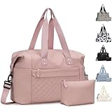 Pritent Travel Duffle Bag, Waterproof Weekender Overnight Hospital Bags for Women Men with Toiletry Bag Lightweight Carry on Duffle Gym Bag for Travel, Airplanes, Sports(Pink, Large)